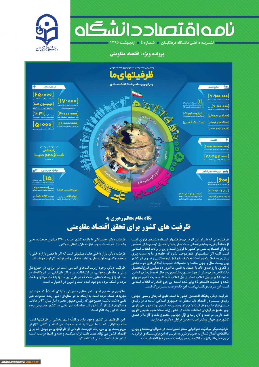 شماره جدید نشریه نامه اقتصاد دانشگاه با محوریت اقتصاد مقاومتی منتشر شد
