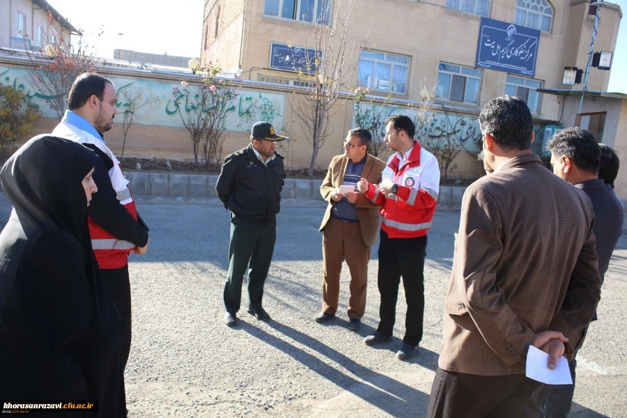بازدید میدانی کارشناسان مدیریت بحران شهرستان از دانشگاه فرهنگیان واحد شهید رجایی تربت حیدریه