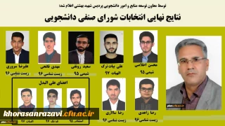 اعلام نتایج نهایی انتخابات شورای صنفی دانشجویی پردیس شهید بهشتی خراسان رضوی