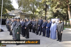 گزارش تصویری از صبحگاه مشترک در پردیس شهید بهشتی به مناسبت هفته دفاع مقدس