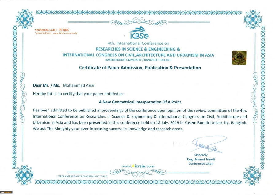 ارائه مقاله دانشجوی پردیس شهید بهشتی خراسان رضوی در کنفرانس ریاضی بانکوک 2