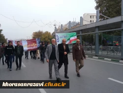 حضور استادان، دانشجویان و کارکنان دانشگاه فرهنگیان خراسان رضوی در راهپیمایی 13آبان 2