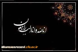 پیام تسلیت به استاد گرامی جناب آقای دکتر حاجی زاده