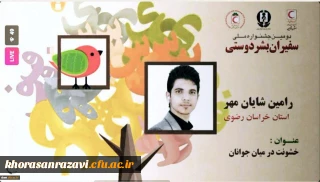 افتخار آفرینی دبیر کانون هلال احمر دانشجویی واحد شهید رجایی تربت حیدریه در جشنواره فن بیان و سخنوری هلال احمر کشور