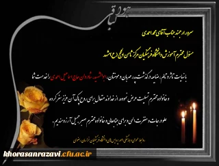 عرض تسلیت به همکار گرامی جناب آقای محمد احمدی