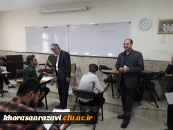 بازدید معاون آموزشی دانشگاه فرهنگیان و مدیر امور پردیس های خراسان رضوی از حوزه برگزاری امتحانات پردیس شهید بهشتی