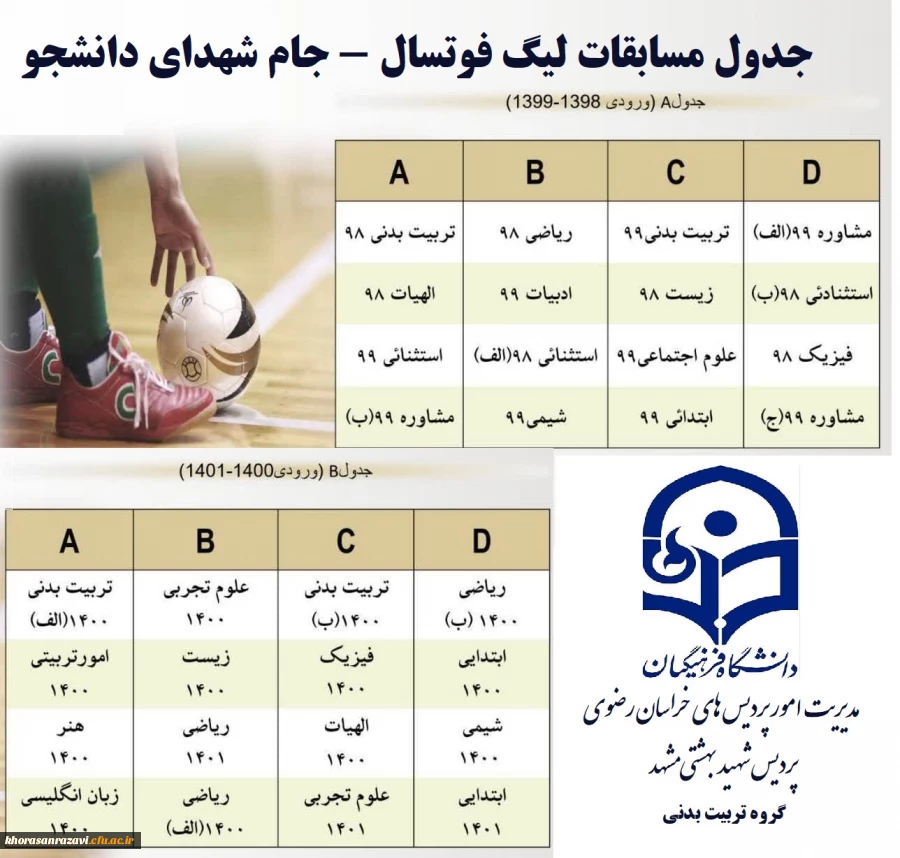 تیمهای شرکت کننده در لیگ فوتسال دانشجویی رقبای خود را شناختند 7