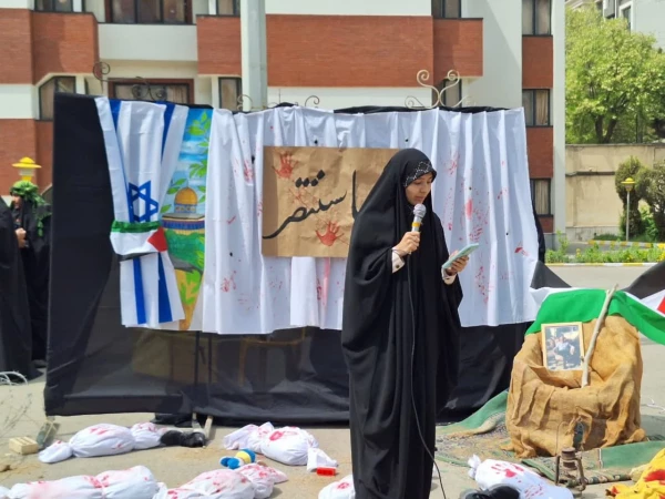  تجمع جامعه دانشگاهی شهر مشهد در دانشگاه فرهنگیان خراسان رضوی در محکومیت جنایات رژیم صهیونی علیه مردم مظلوم فلسطین و غزه با حضور استادان، کارکنان و دانشجویان  7